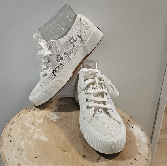 SUPERGA Vanilla Lace Sneaker Tennis Shoe 39 8 - Picture 2 of 6